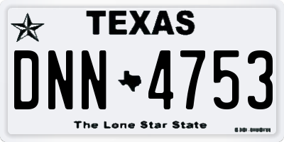 TX license plate DNN4753