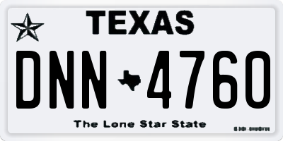 TX license plate DNN4760