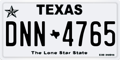 TX license plate DNN4765