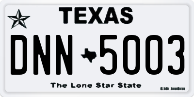 TX license plate DNN5003