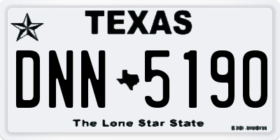 TX license plate DNN5190