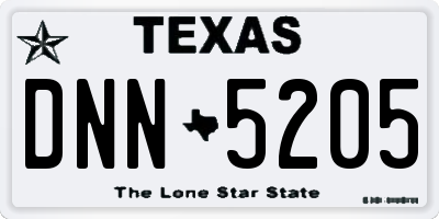 TX license plate DNN5205