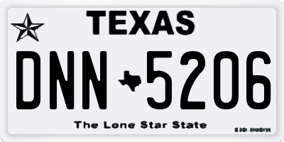 TX license plate DNN5206