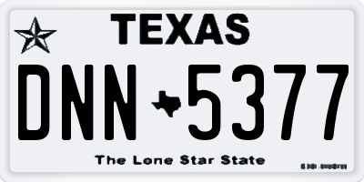 TX license plate DNN5377