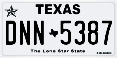 TX license plate DNN5387