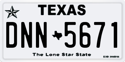 TX license plate DNN5671