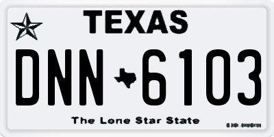 TX license plate DNN6103