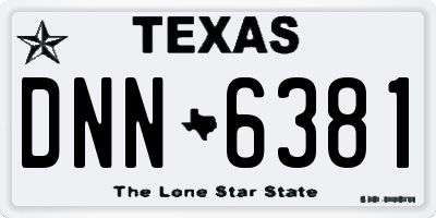 TX license plate DNN6381
