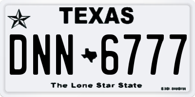 TX license plate DNN6777
