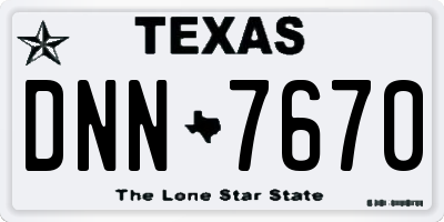 TX license plate DNN7670