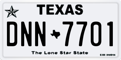 TX license plate DNN7701