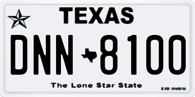 TX license plate DNN8100