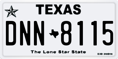 TX license plate DNN8115