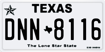 TX license plate DNN8116