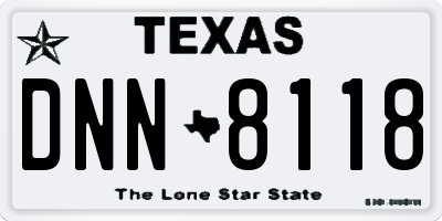 TX license plate DNN8118