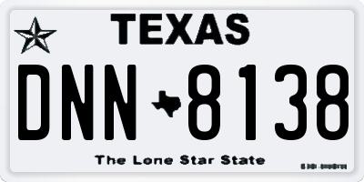 TX license plate DNN8138
