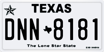 TX license plate DNN8181