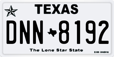 TX license plate DNN8192