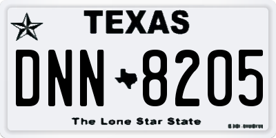TX license plate DNN8205