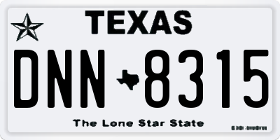 TX license plate DNN8315