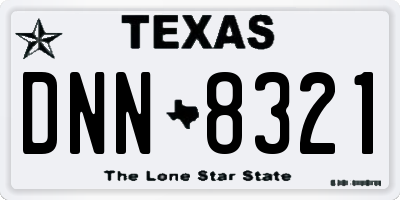 TX license plate DNN8321