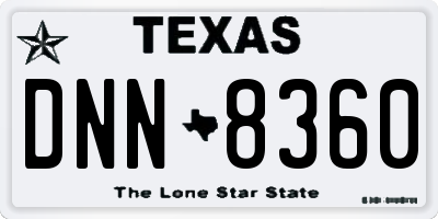 TX license plate DNN8360