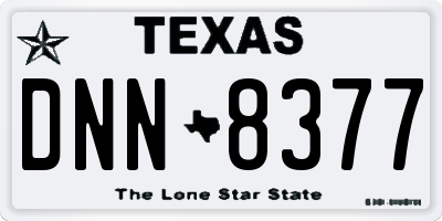 TX license plate DNN8377