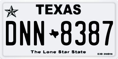 TX license plate DNN8387