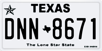 TX license plate DNN8671