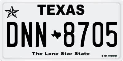 TX license plate DNN8705
