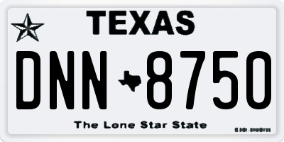 TX license plate DNN8750