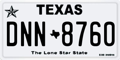 TX license plate DNN8760