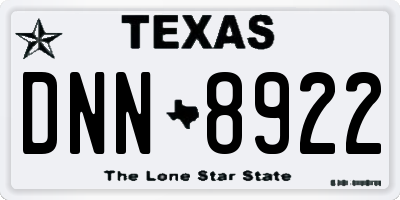 TX license plate DNN8922