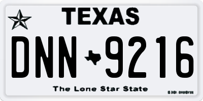 TX license plate DNN9216