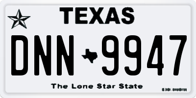 TX license plate DNN9947