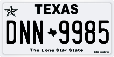 TX license plate DNN9985