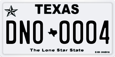 TX license plate DNO0004