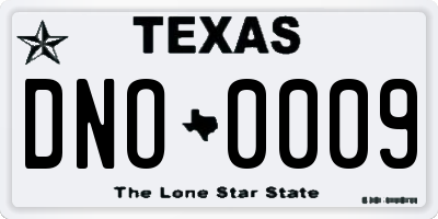 TX license plate DNO0009