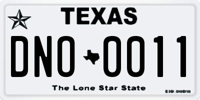 TX license plate DNO0011