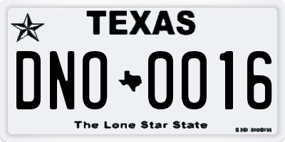 TX license plate DNO0016