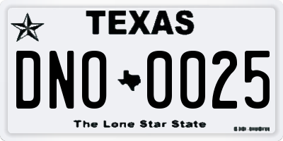 TX license plate DNO0025