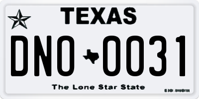 TX license plate DNO0031