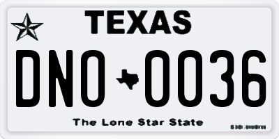TX license plate DNO0036