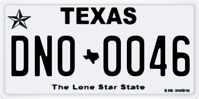 TX license plate DNO0046