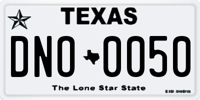 TX license plate DNO0050