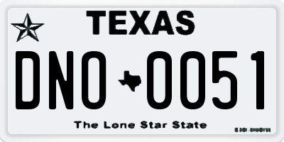 TX license plate DNO0051