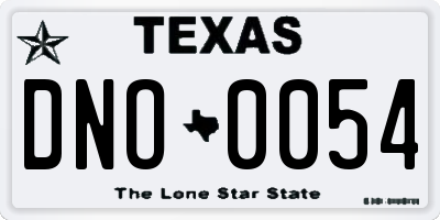 TX license plate DNO0054