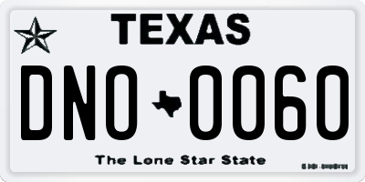 TX license plate DNO0060