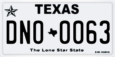 TX license plate DNO0063