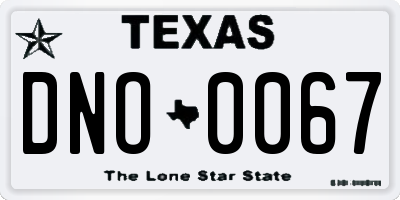 TX license plate DNO0067